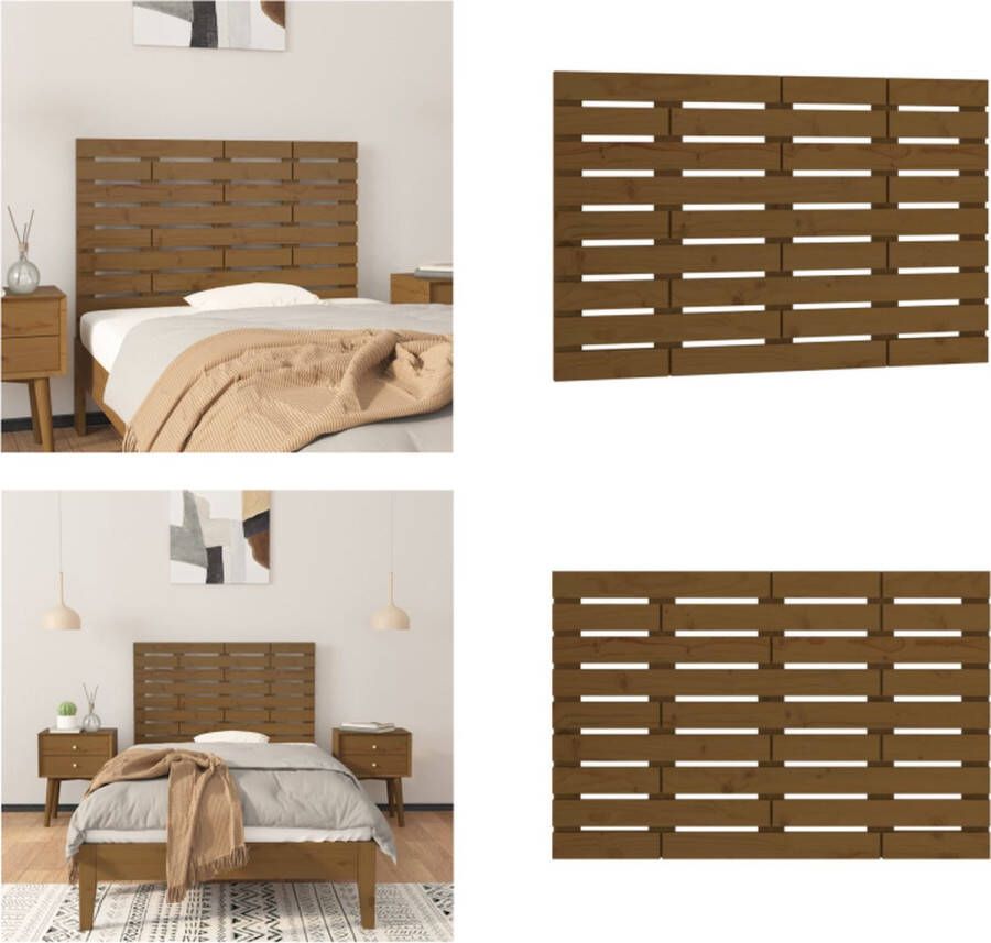 VidaXL Hoofdbord wandmontage 81x3x63 cm massief grenenhout honingbruin Wandhoofdbord Wandhoofdborden Hoofdeinde Hoofdeindes