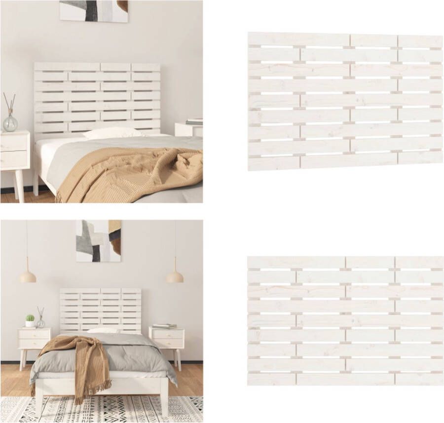 VidaXL Hoofdbord wandmontage 81x3x63 cm massief grenenhout wit Wandhoofdbord Wandhoofdborden Hoofdeinde Hoofdeindes