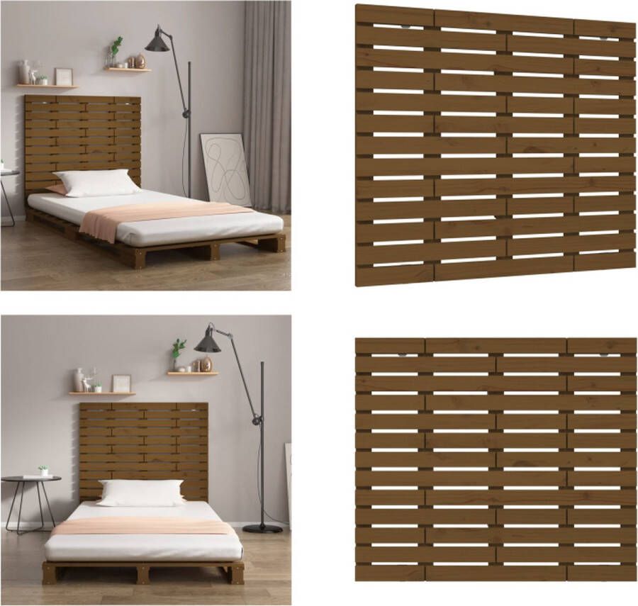 VidaXL Hoofdbord wandmontage 81x3x91-5 cm grenenhout honingbruin Wandhoofdbord Wandhoofdborden Hoofdeinde Hoofdeindes