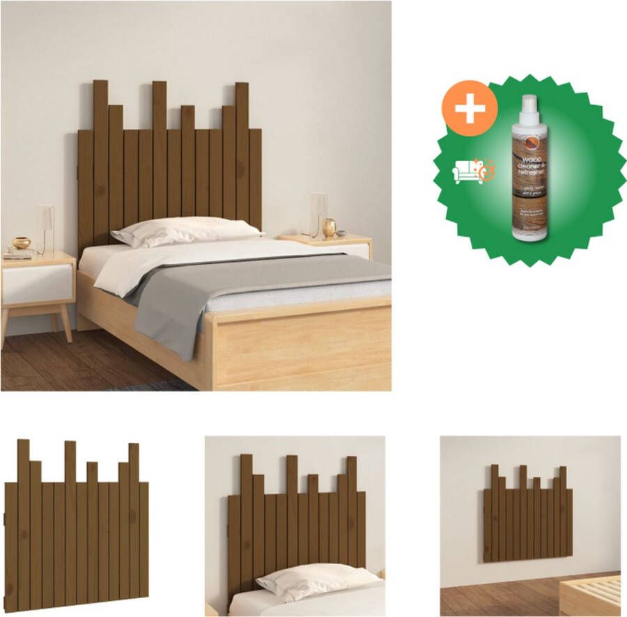 VidaXL Hoofdbord wandmontage 82-5x3x80 cm grenenhout honingbruin Bedonderdeel Inclusief Houtreiniger en verfrisser