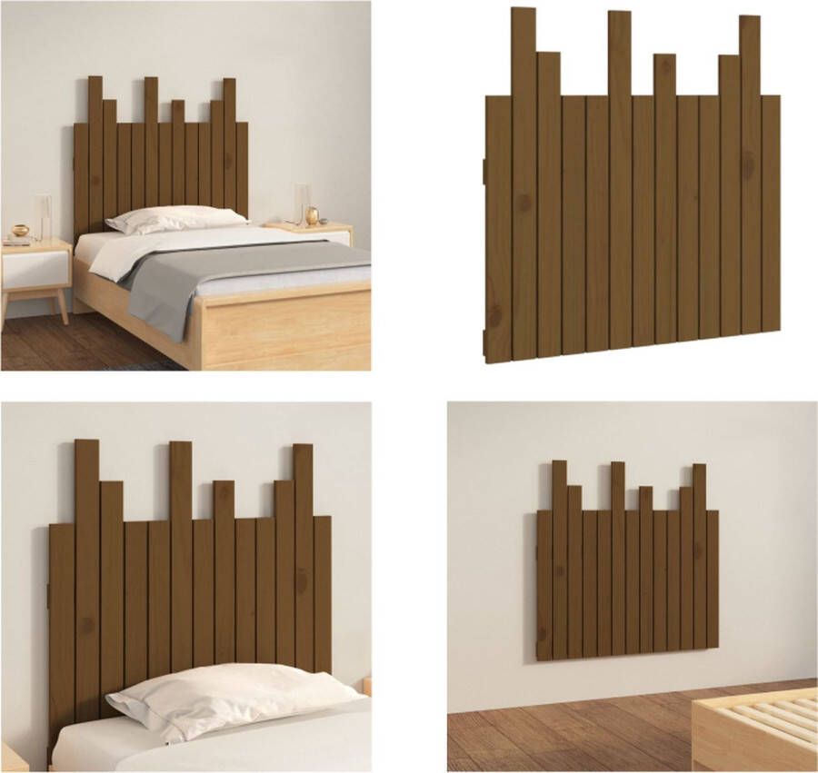VidaXL Hoofdbord wandmontage 82 5x3x80 cm grenenhout honingbruin Wandhoofdbord Wandhoofdborden Hoofdeinde Hoofdeindes - Foto 2
