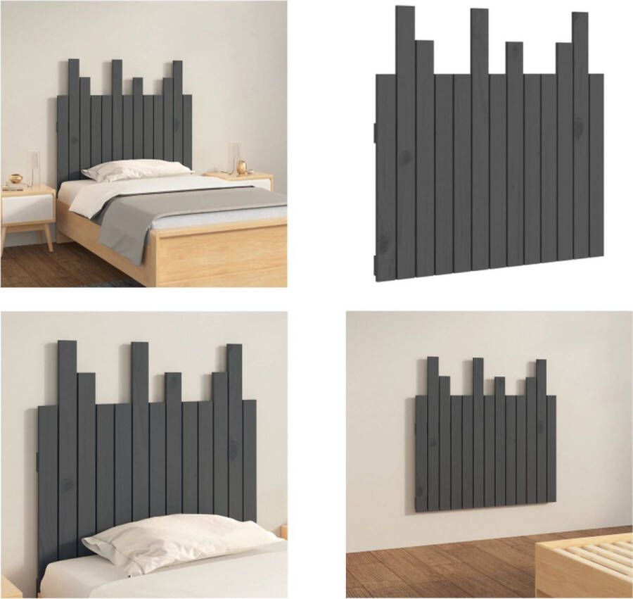 VidaXL Hoofdbord wandmontage 82-5x3x80 cm massief grenenhout grijs Wandhoofdbord Wandhoofdborden Hoofdeinde Hoofdeindes - Foto 2
