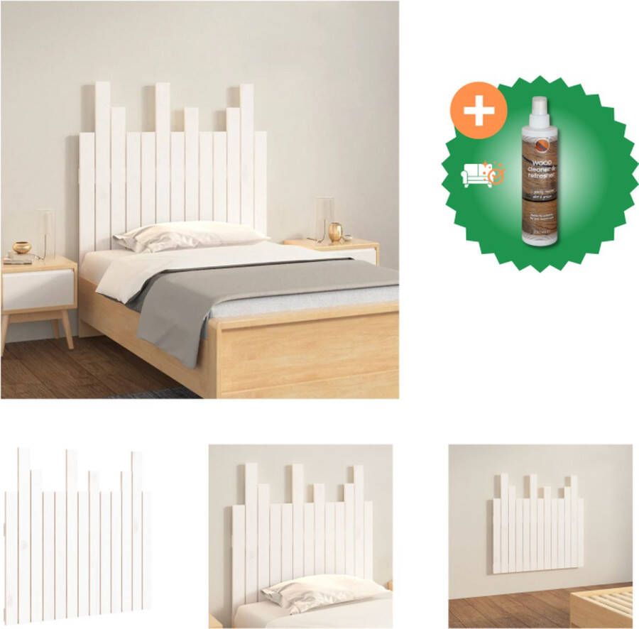 VidaXL Hoofdbord wandmontage 82-5x3x80 cm massief grenenhout wit Bedonderdeel Inclusief Houtreiniger en verfrisser