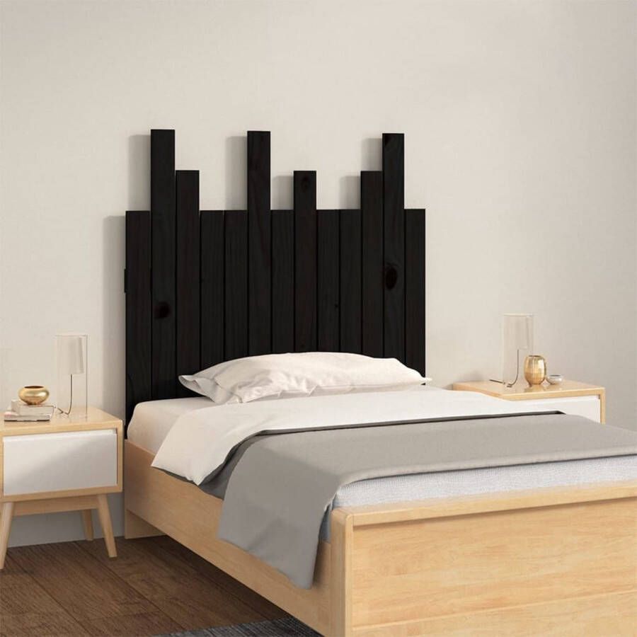 VIDAXL Hoofdbord wandmontage 82 5x3x80 cm massief grenenhout zwart