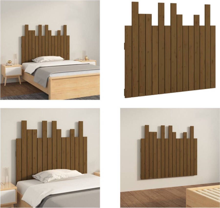 VidaXL Hoofdbord wandmontage 95 5x3x80 cm grenenhout honingbruin Wandhoofdbord Wandhoofdborden Hoofdeinde Hoofdeindes - Foto 2