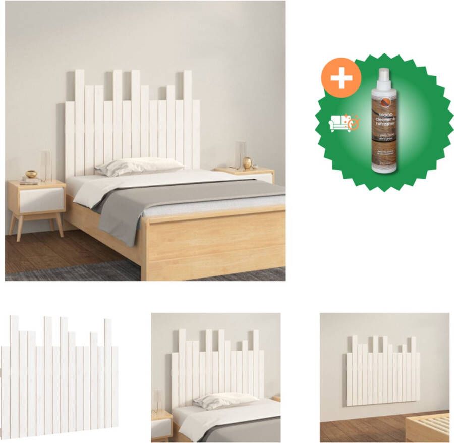 VidaXL Hoofdbord wandmontage 95-5x3x80 cm massief grenenhout wit Bedonderdeel Inclusief Houtreiniger en verfrisser