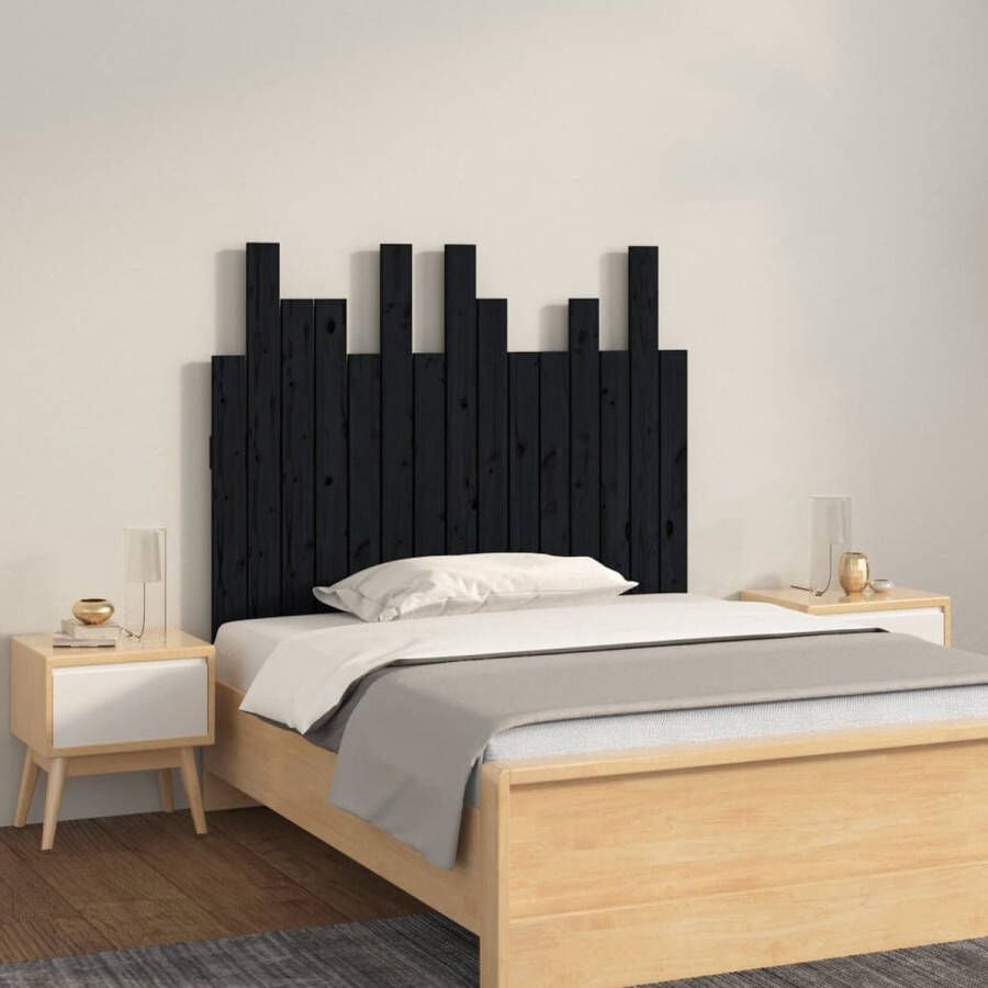 VIDAXL Hoofdbord wandmontage 95 5x3x80 cm massief grenenhout zwart