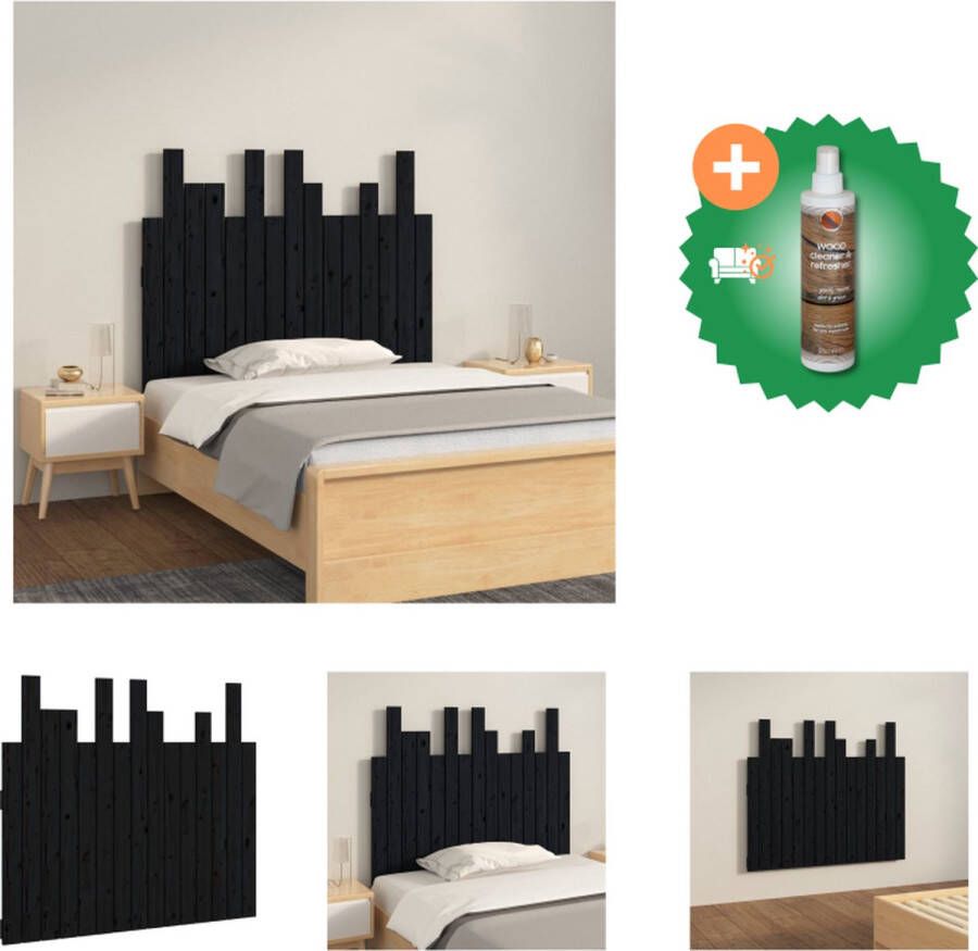 VidaXL Hoofdbord wandmontage 95-5x3x80 cm massief grenenhout zwart Bedonderdeel Inclusief Houtreiniger en verfrisser