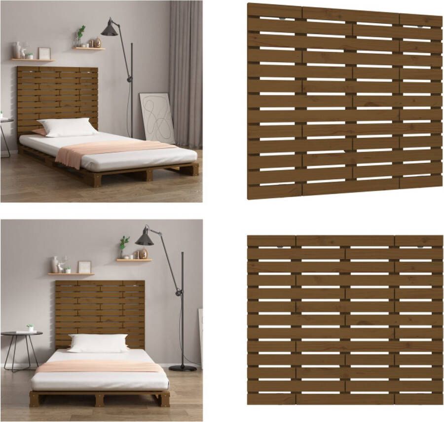 VidaXL Hoofdbord wandmontage 96x3x91-5 cm grenenhout honingbruin Wandhoofdbord Wandhoofdborden Hoofdeinde Hoofdeindes