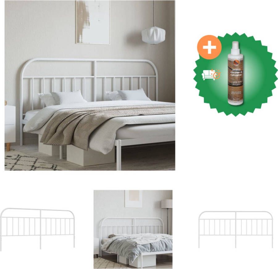 VidaXL Hoofdbord Wit 206 x 3 x 100 cm Robuuste metalen constructie Bedonderdeel Inclusief Houtreiniger en verfrisser