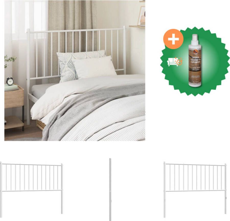 VidaXL Hoofdbord Wit Staal 112x3x90 cm Robuuste metalen constructie Bedonderdeel Inclusief Houtreiniger en verfrisser