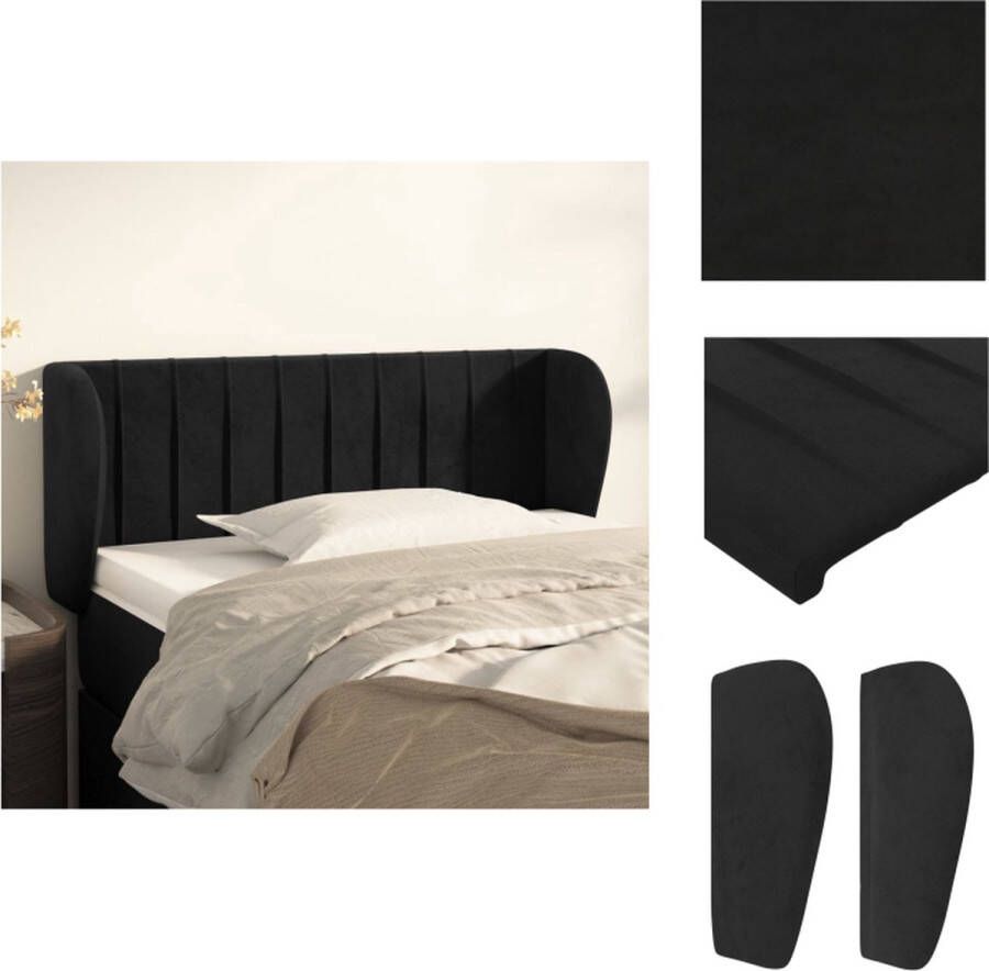 vidaXL Hoofdbord Zacht fluweel 93 x 23 x 78 88 cm Verstelbare hoogte Comfortabele ondersteuning Zwart Bedonderdeel