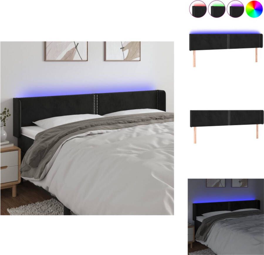 VidaXL Hoofdbord Zacht Fluweel LED-verlichting Verstelbaar Comfortabele ondersteuning Snijdbare LED-strip Bedonderdeel