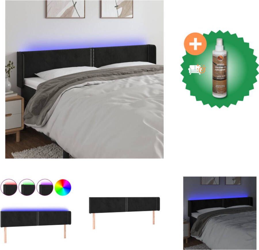 VidaXL Hoofdbord Zacht Fluweel LED-verlichting Verstelbaar Comfortabele ondersteuning Snijdbare LED-strip Bedonderdeel Inclusief Houtreiniger en verfrisser - Foto 2