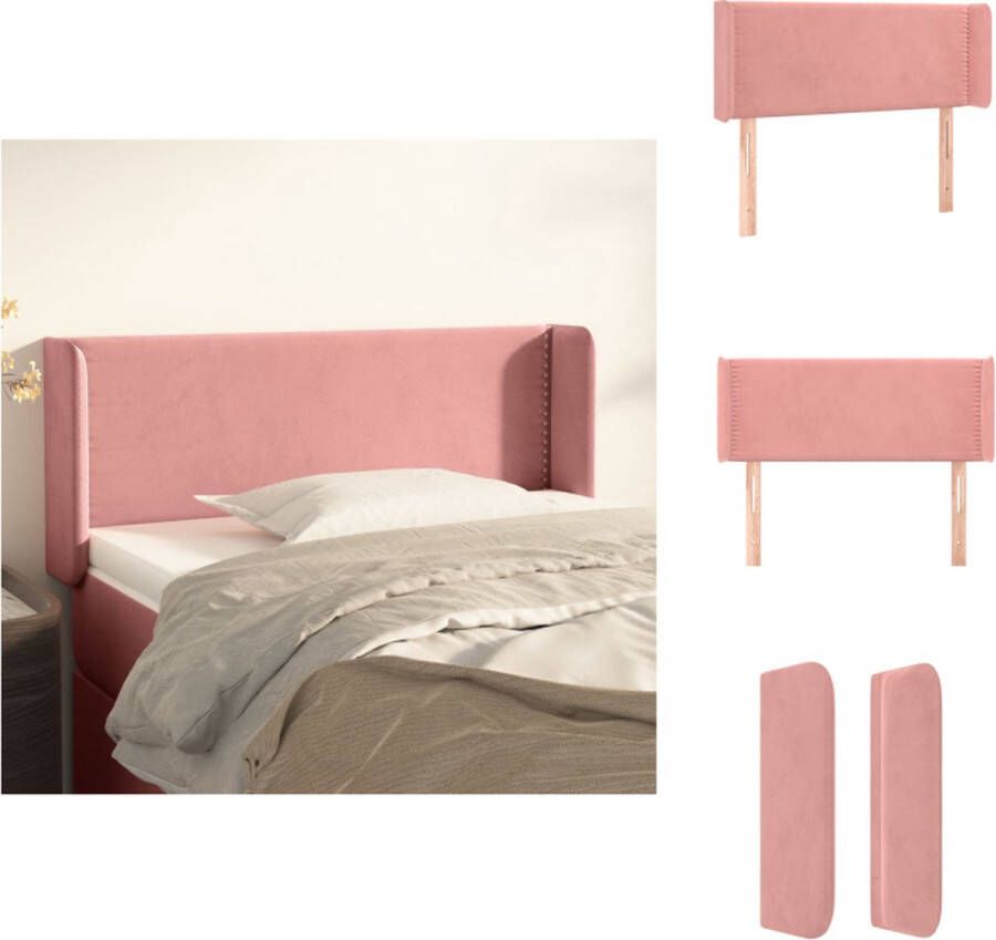 VidaXL Klassiek Hoofdbord Roze Fluweel Verstelbare Hoogte Stevige Poten Comfortabele Ondersteuning 83 x 16 x 78 88 cm Bedonderdeel - Foto 4