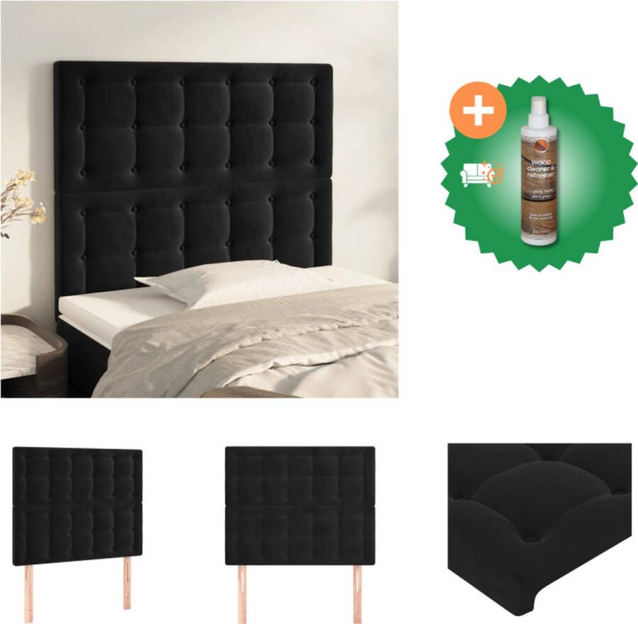 VidaXL Hoofdbord Zacht fluweel Stevige poten Verstelbare hoogte Comfortabele ondersteuning Zwart 80 x 5 x 118 128 cm (B x D x H) 2 x hoofdeind Bedonderdeel Inclusief Houtreiniger en verfrisser