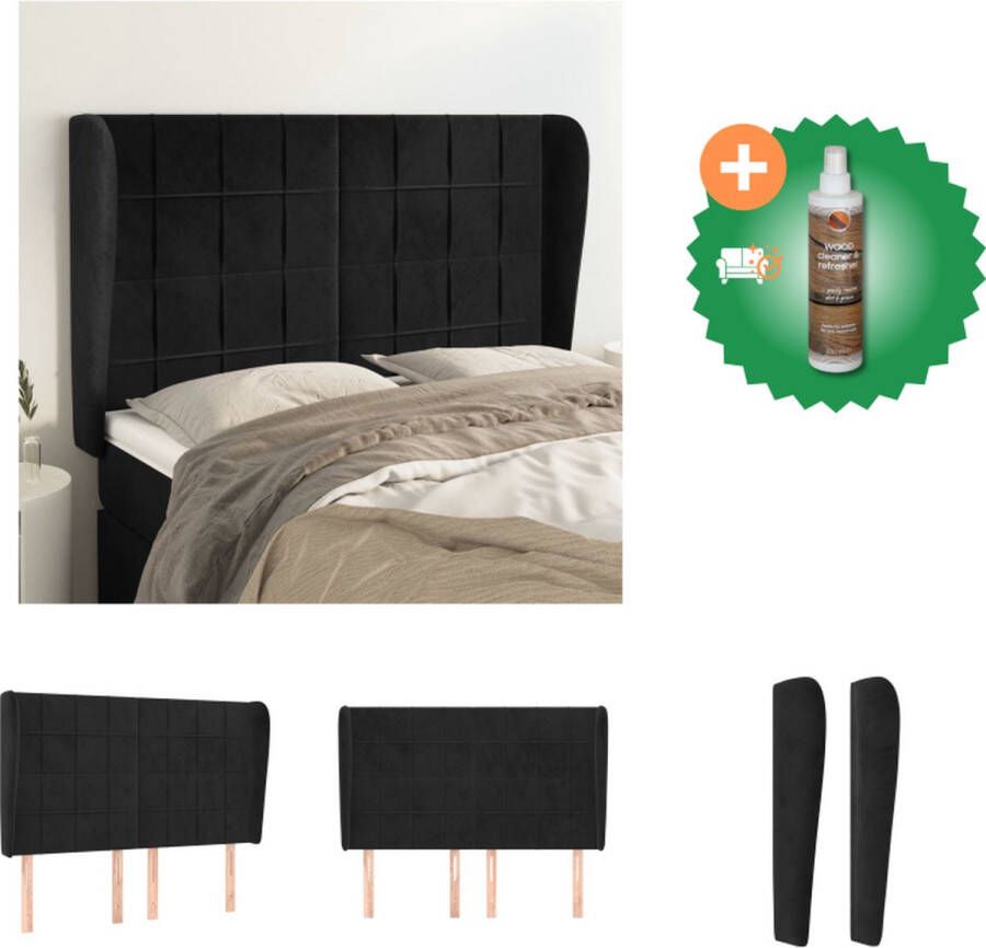 VidaXL Hoofdbord Zacht Fluweel Verstelbare Hoogte Stevige Poten Comfortabele Ondersteuning Zwart 147 x 23 x 118 128 cm Bedonderdeel Inclusief Houtreiniger en verfrisser