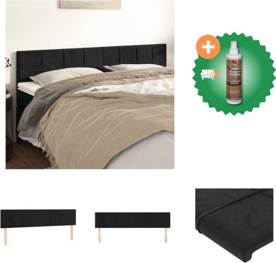 VidaXL Hoofdbord Zacht fluweel Verstelbare hoogte Stevige poten Comfortabele ondersteuning Zwart Bedonderdeel Inclusief Houtreiniger en verfrisser - Foto 2