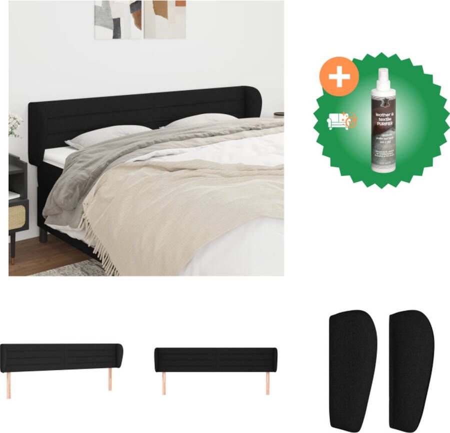 VidaXL Hoofdbord Zwart 163x23x78 88 cm Duurzaam materiaal verstelbare hoogte comfortabele ondersteuning Bedonderdeel Inclusief Reiniger