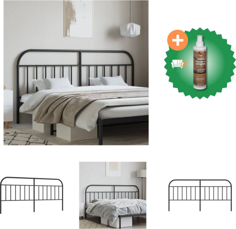 VidaXL Hoofdbord Zwart 198 x 3 x 100 cm Staal Bedonderdeel Inclusief Houtreiniger en verfrisser
