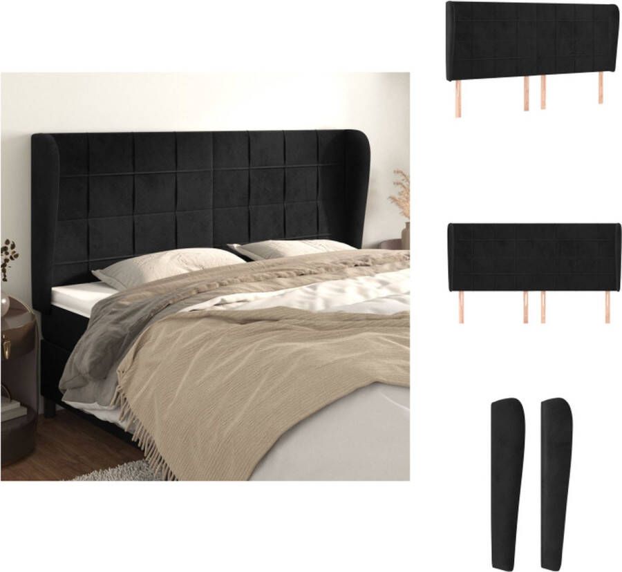VidaXL Hoofdbord Hoofdborden Hoofdeinde Houten Hoofdbord met randen 203x23x118 128 cm fluweel zwart