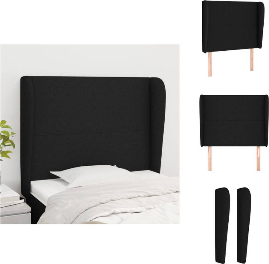 The Living Store Klassiek Hoofdbord Zwart 83 x 23 x 118 128 cm Duurzaam materiaal Klassieke Hoofdbord Zwart Bedhoofd Stoffen Hoofdbord Luxe Hoofdbord