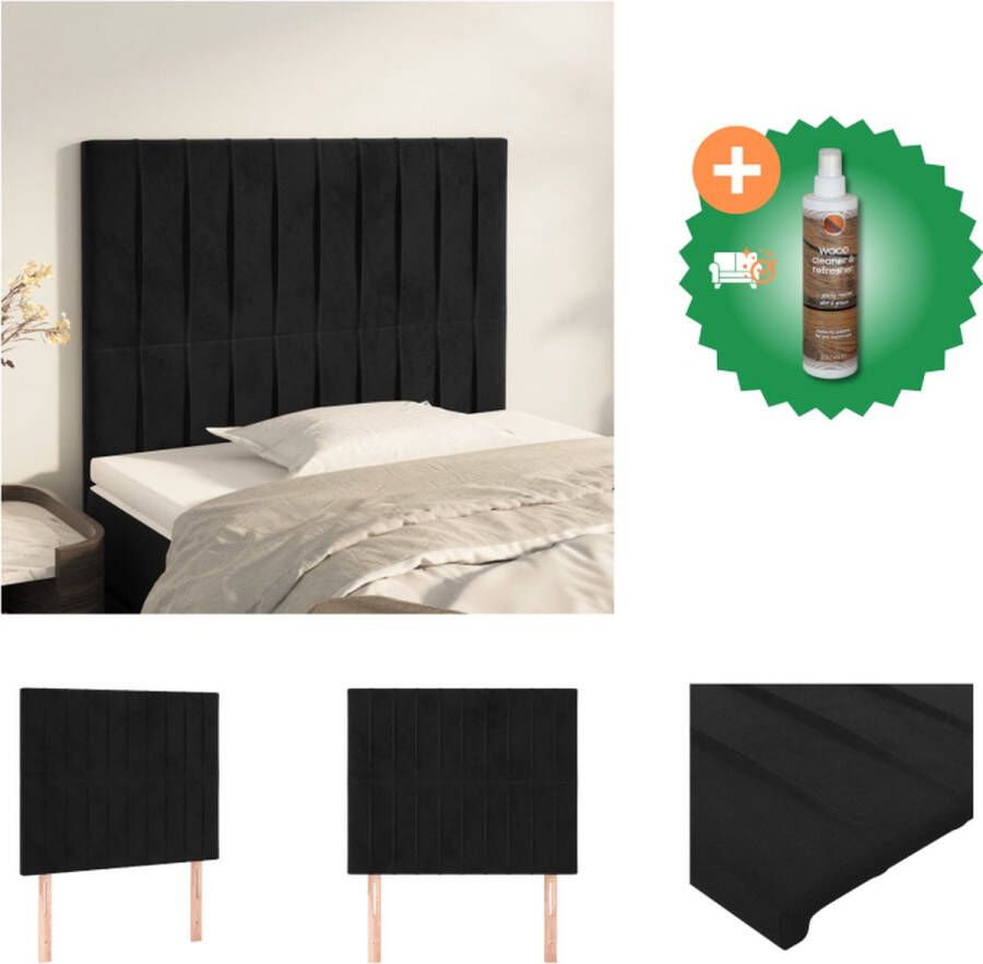 VidaXL Hoofdbord Zwart 90 x 5 x 118 128 cm Fluweel Stabiele poten Verstelbare hoogte Bedonderdeel Inclusief Houtreiniger en verfrisser