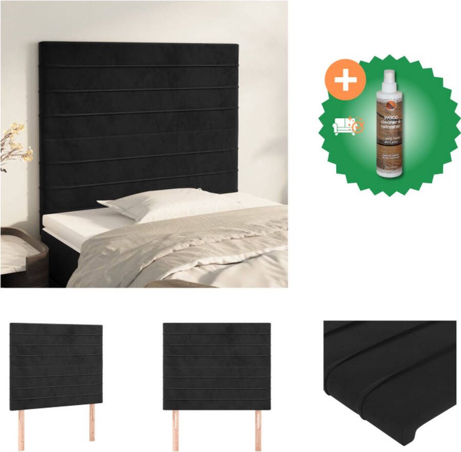 VidaXL Hoofdbord Zwart 90 x 5 x 118 128 cm Fluweel Verstelbare Hoogte Stevige Houten Poten Bedonderdeel Inclusief Houtreiniger en verfrisser