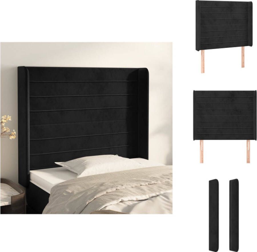 VidaXL Hoofdbord Zwart 93x16x118 128 cm Fluweel Stevige poten Bedonderdeel