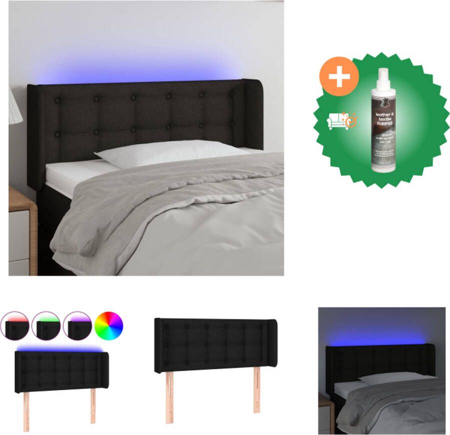 VidaXL Hoofdbord Zwart LED-strip 55 cm Verstelbare hoogte Comfortabele ondersteuning Duurzaam materiaal Bedonderdeel Inclusief Reiniger