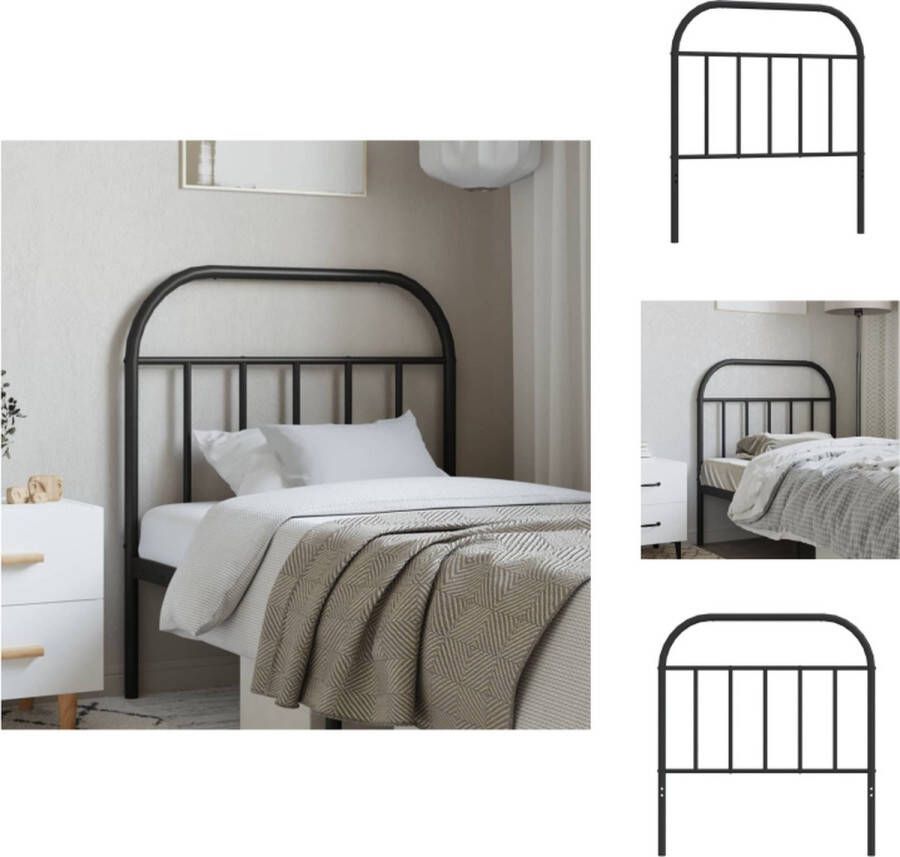 VidaXL Hoofdbord zwart staal 95 x 3 x 100 cm robuuste metalen constructie Bedonderdeel