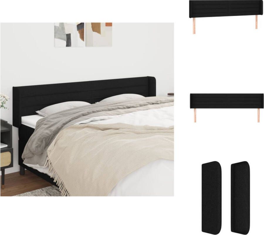 vidaXL Hoofdbord Zwarte Stof 163 x 16 x 78 88 cm Trendy Design Duurzaam Materiaal Bedonderdeel