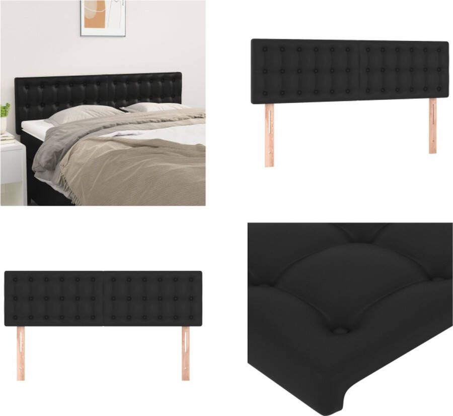 VidaXL Hoofdbordem 2 st 72x5x78 88 cm kunstleer zwart Hoofdbord Hoofdborden Hoofdeinde Houten Hoofdbord
