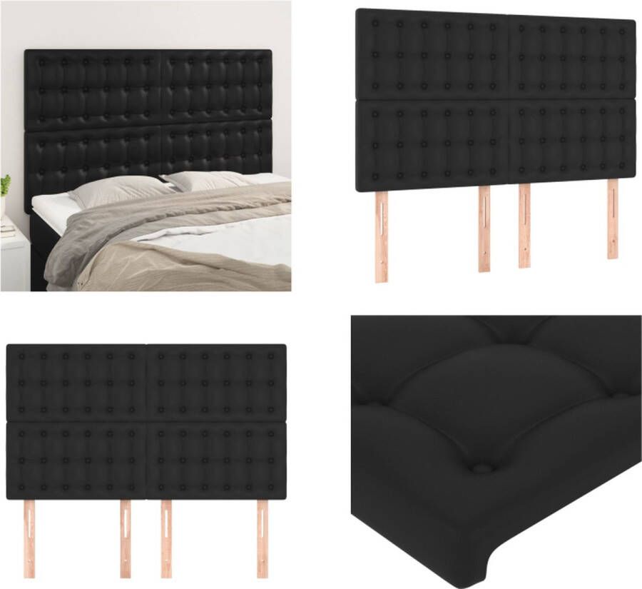 VidaXL Hoofdbordem 4 st 72x5x78 88 cm kunstleer zwart Hoofdbord Hoofdborden Hoofdeinde Houten Hoofdbord