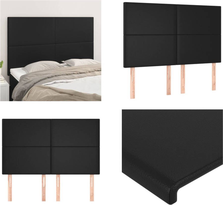 VidaXL Hoofdbordem 4 st 72x5x78 88 cm kunstleer zwart Hoofdbord Hoofdborden Hoofdeinde Houten Hoofdbord - Foto 2