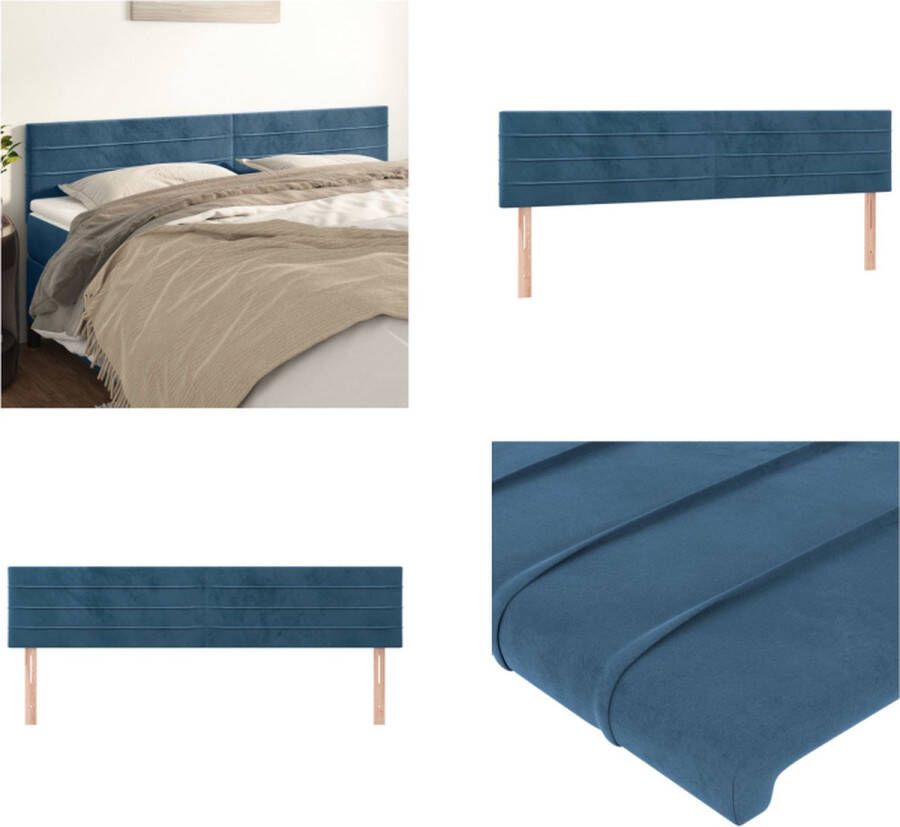 The Living Store Hoofdbord Donkerblauw 100 x 5 x 118 128 cm Fluwelen stof Houten poten Verstelbare hoogte Comfortabele ondersteuning Klassieke schoonheid 2 hoofdeinden Hoofd Bord Beddecoratie Hoofdkussen Velvet Blauw - Foto 4