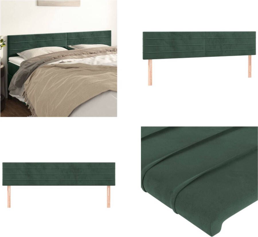 VidaXL Hoofdborden 2 st 100x5x78 88 cm fluweel donkergroen Hoofdbord Hoofdborden Hoofdeinde Houten Hoofdbord - Foto 5