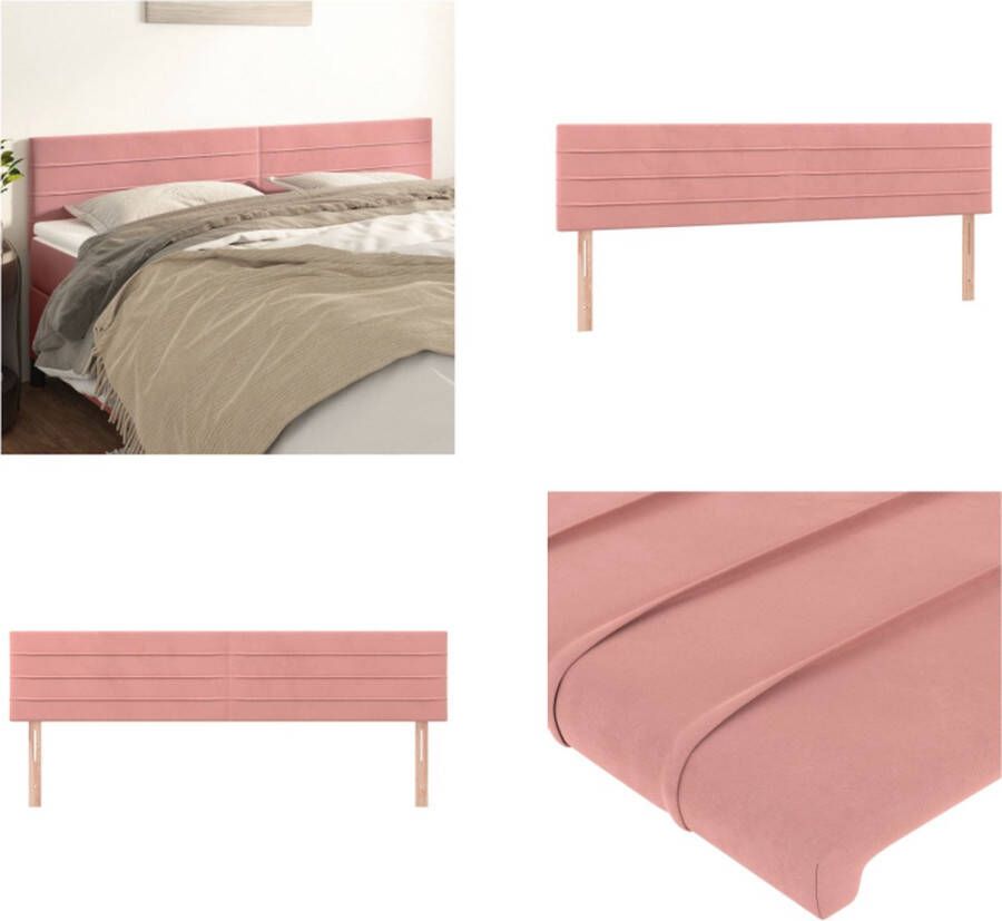 The Living Store Hoofdborden 2 st 100x5x78 88 cm fluweel roze Hoofd Bord Hoofdbord Roze Velvet Hoofdbord Luxe Hoofdbord Beddecoratie - Foto 3