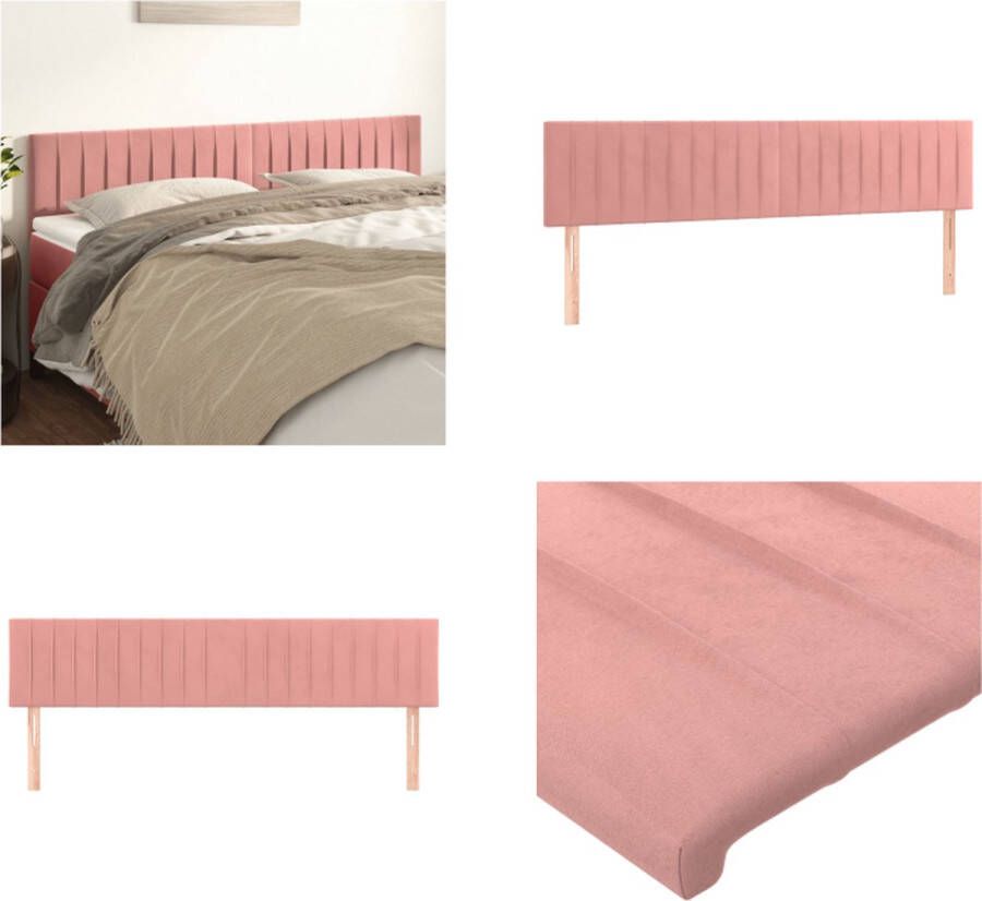 The Living Store Hoofdborden 2 st 100x5x78 88 cm fluweel roze Hoofd Bord Hoofdbord Roze Velvet Hoofdbord Luxe Hoofdbord Beddecoratie - Foto 4