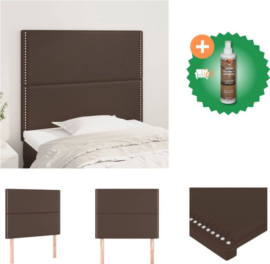 VidaXL Klassieke Hoofdbord Kunstleer Stevige Houten Poten Verstelbare Hoogte Bruin 200x5x78 88cm Set van 2 Bedonderdeel Inclusief Houtreiniger en verfrisser