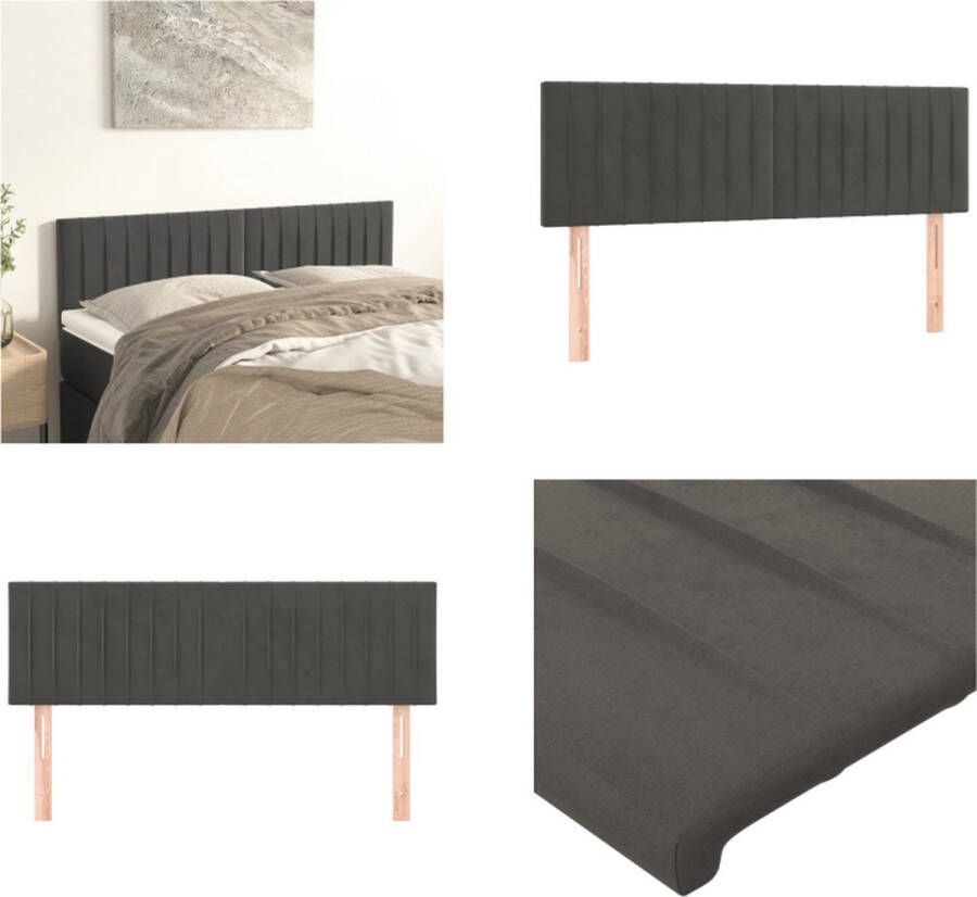 The Living Store Hoofdborden 2 st 72x5x78 88 cm fluweel donkergrijs Hoofd Bord Hoofdbord Grijs Velvet Hoofdbord Beddecoratie Slaapkamerstijl - Foto 2