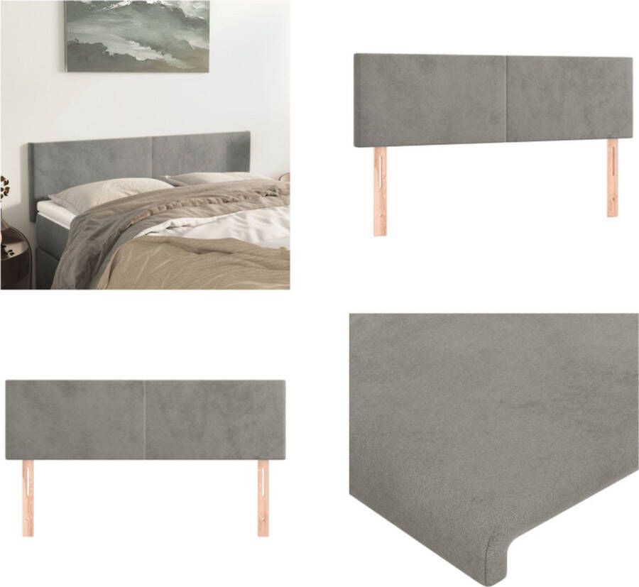 VidaXL Hoofdborden 2 st 72x5x78 88 cm fluweel lichtgrijs Hoofdbord Hoofdborden Hoofdeinde Houten Hoofdbord - Foto 2