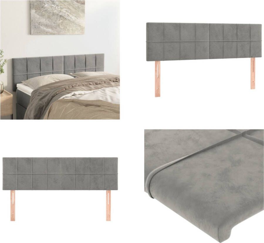 VidaXL Hoofdborden 2 st 72x5x78 88 cm fluweel lichtgrijs Hoofdbord Hoofdborden Hoofdeinde Houten Hoofdbord - Foto 2