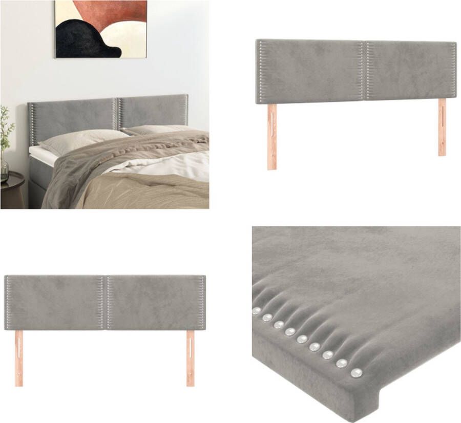 VidaXL Hoofdborden 2 st 72x5x78 88 cm fluweel lichtgrijs Hoofdbord Hoofdborden Hoofdeinde Houten Hoofdbord - Foto 2
