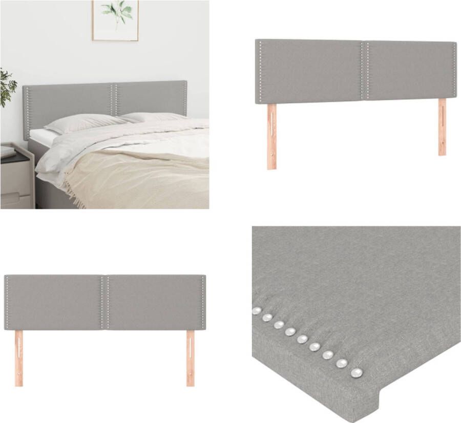 VidaXL Hoofdborden 2 st 72x5x78 88 cm stof lichtgrijs Hoofdbord Hoofdborden Hoofdeinde Houten Hoofdbord - Foto 2