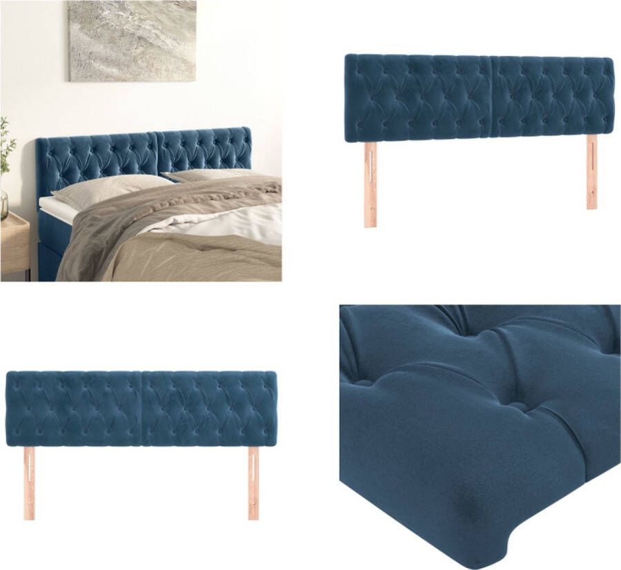 VidaXL Hoofdborden 2 st 72x7x78 88 cm fluweel donkerblauw Hoofdbord Hoofdborden Hoofdeinde Houten Hoofdbord