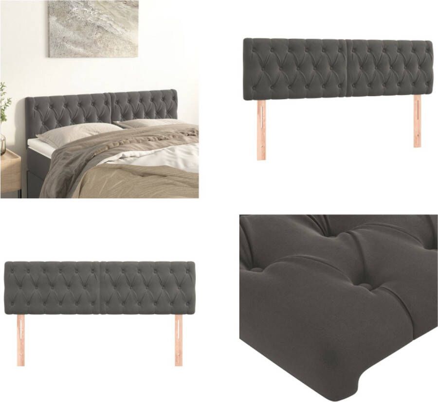 VidaXL Hoofdborden 2 st 72x7x78 88 cm fluweel donkergrijs Hoofdbord Hoofdborden Hoofdeinde Houten Hoofdbord