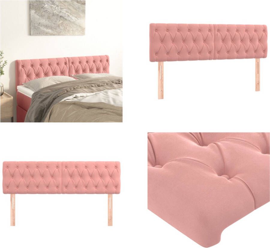 VidaXL Hoofdborden 2 st 72x7x78 88 cm fluweel roze Hoofdbord Hoofdborden Hoofdeinde Houten Hoofdbord