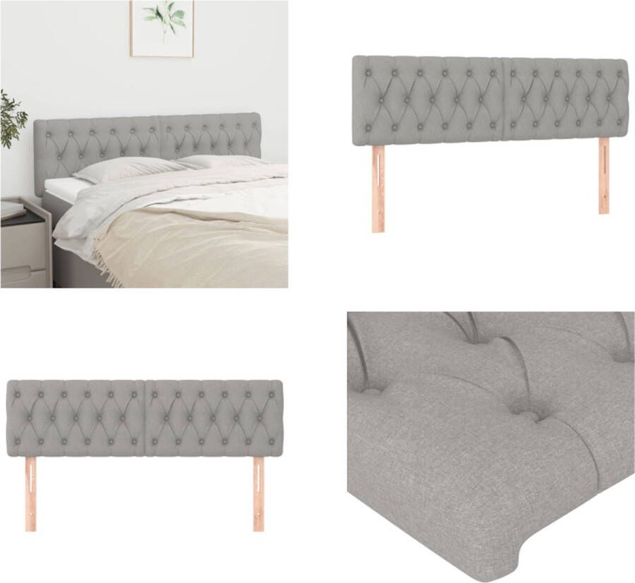 VidaXL Hoofdborden 2 st 72x7x78 88 cm stof lichtgrijs Hoofdbord Hoofdborden Hoofdeinde Houten Hoofdbord