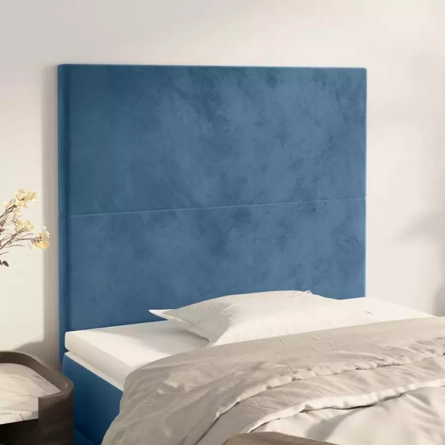 VidaXL Hoofdborden 2 st 80x5x78|88 cm fluweel donkerblauw